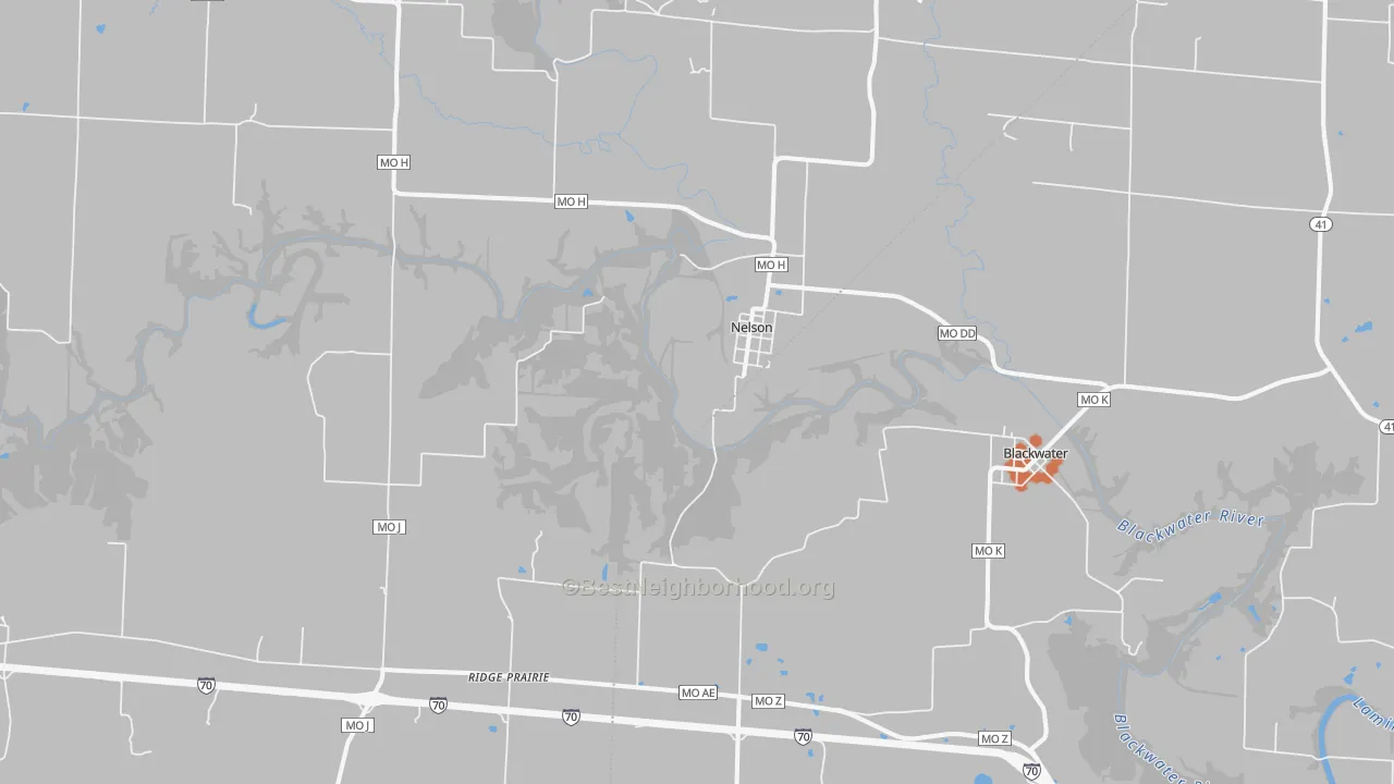 Bike Grade map of Nelson, MO