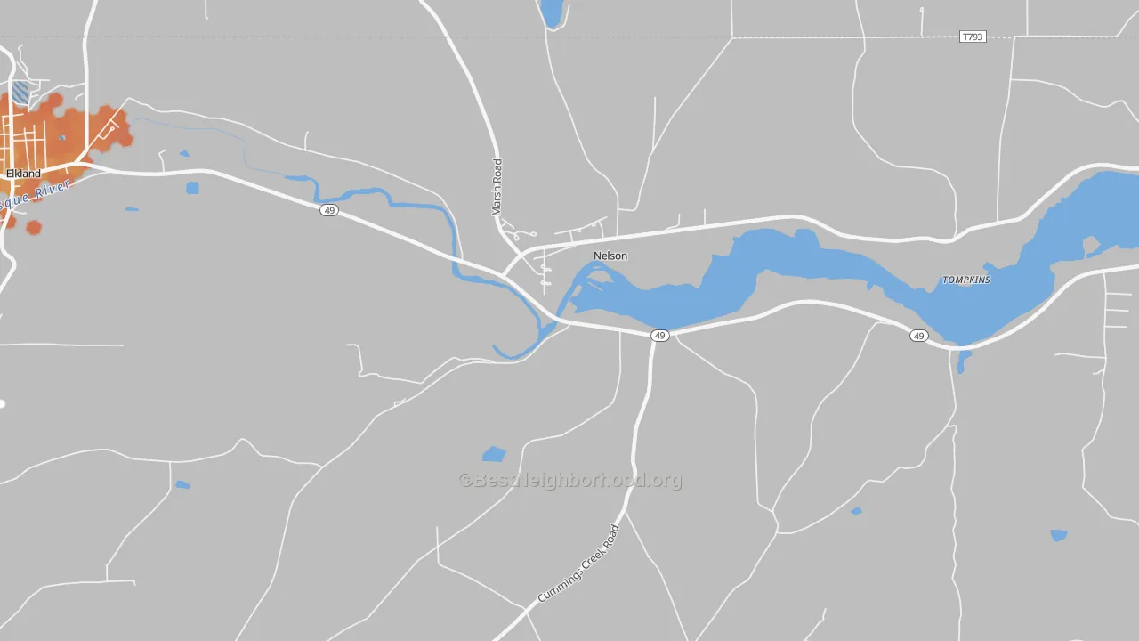 Bike Grade map of Nelson, PA