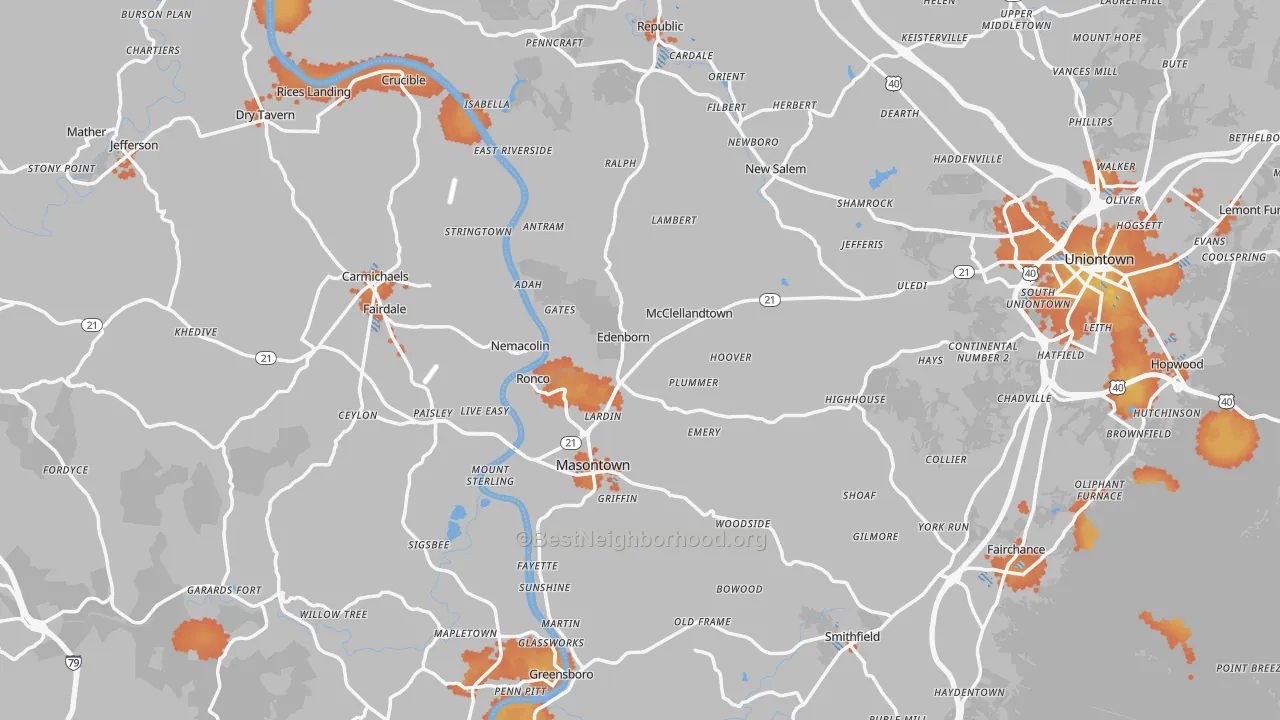 Bike Grade map of Nemacolin, PA
