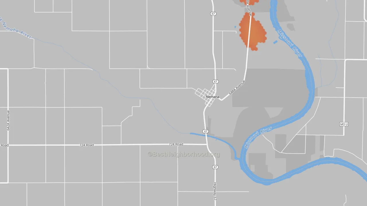 Bike Grade map of Nemaha, NE