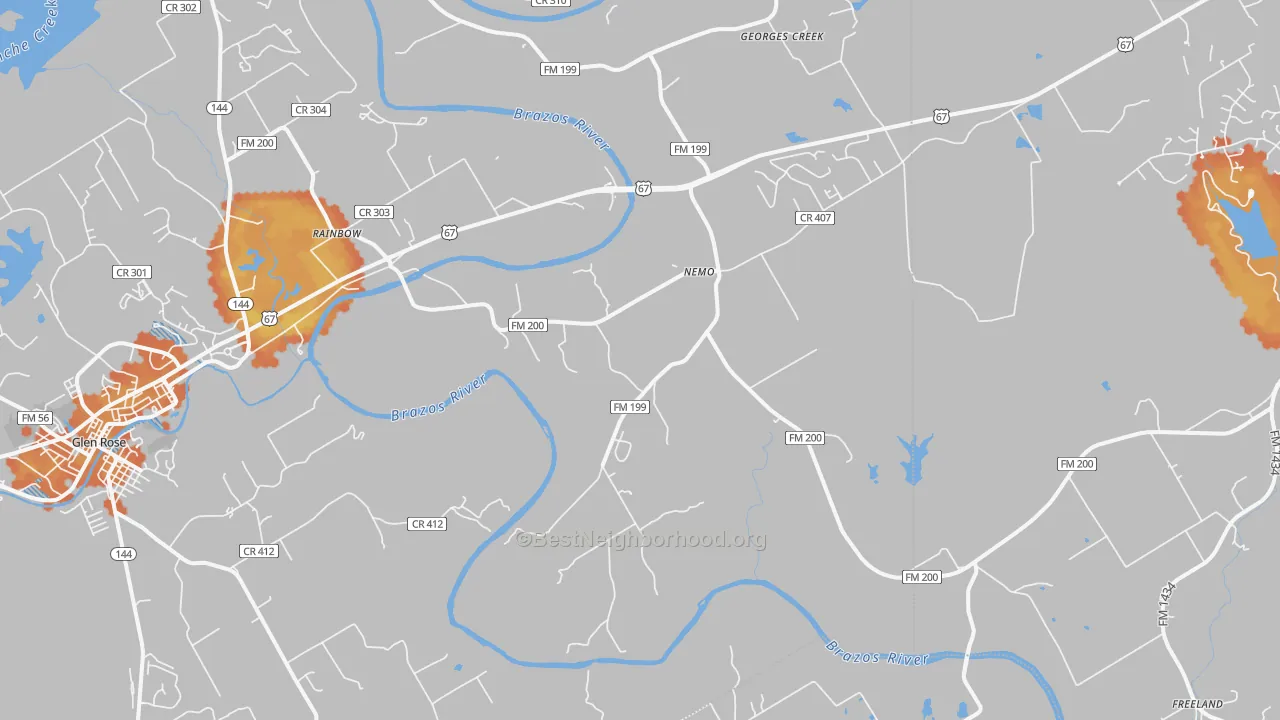 Bike Grade map of Nemo, TX