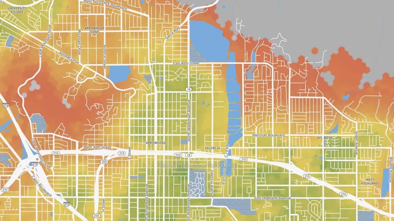 Bike Grade map of Nena, San Bernardino, CA