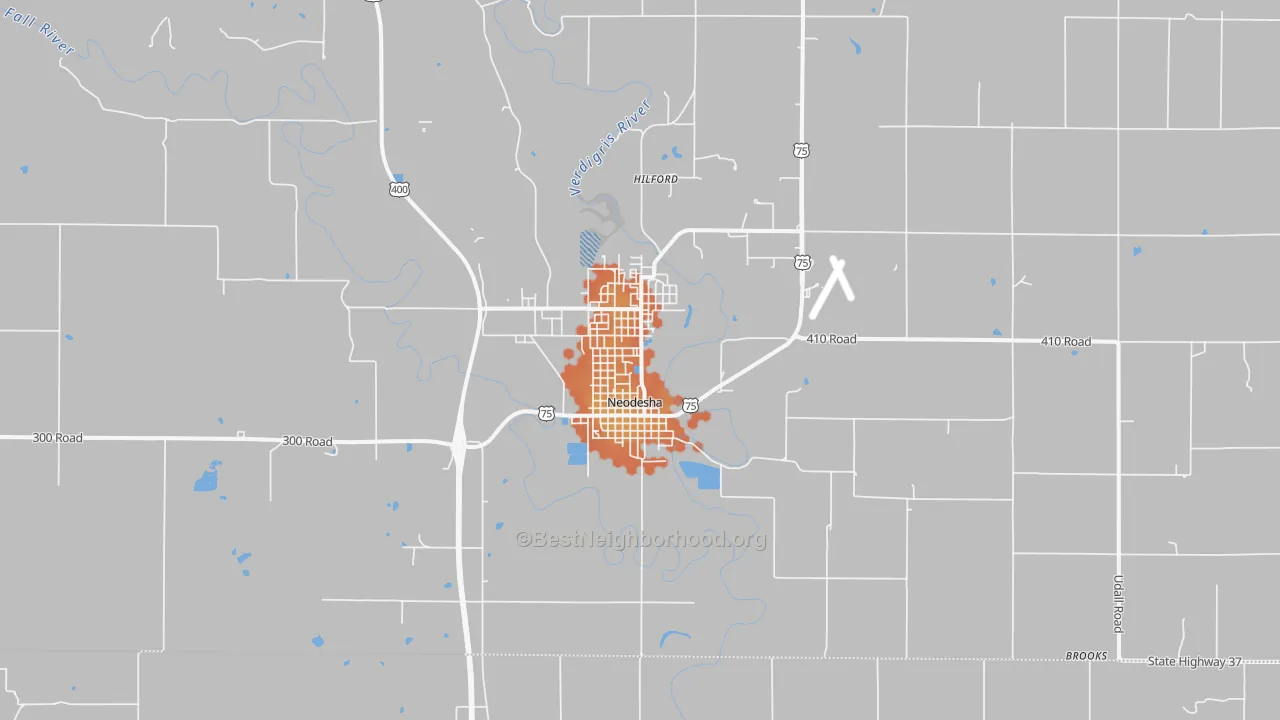 Bike Grade map of Neodesha, KS