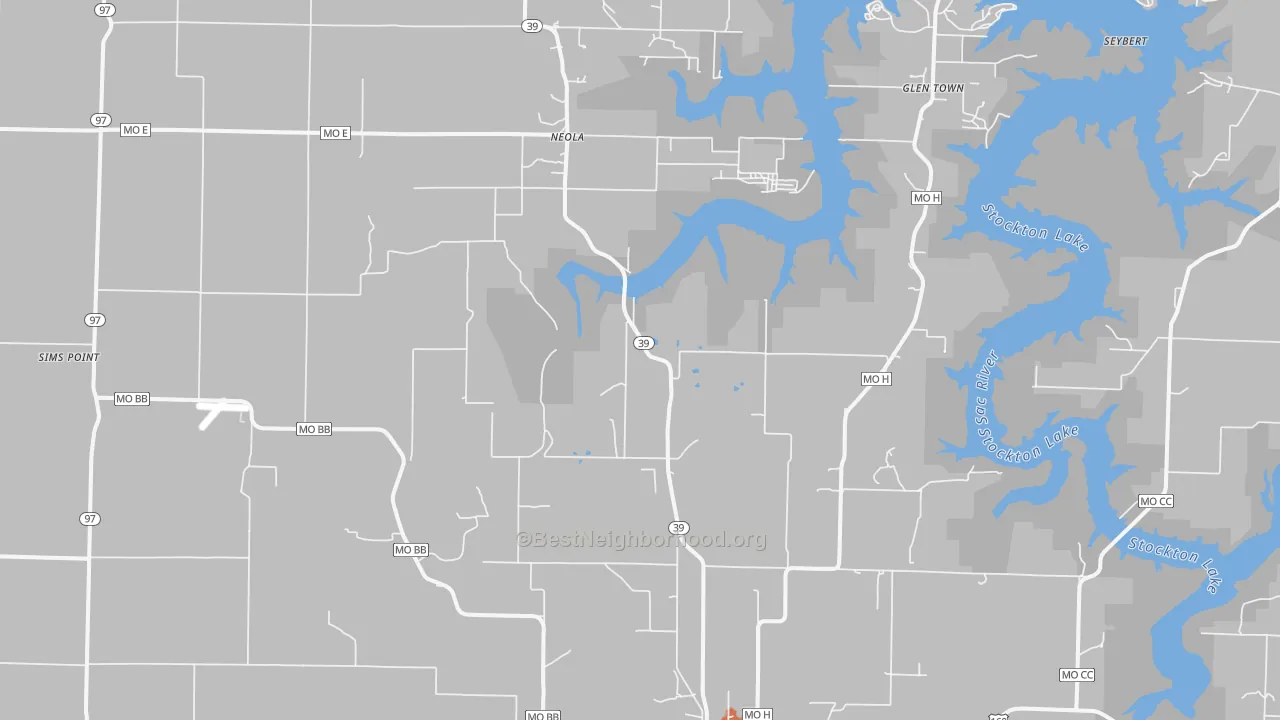 Bike Grade map of Neola, MO