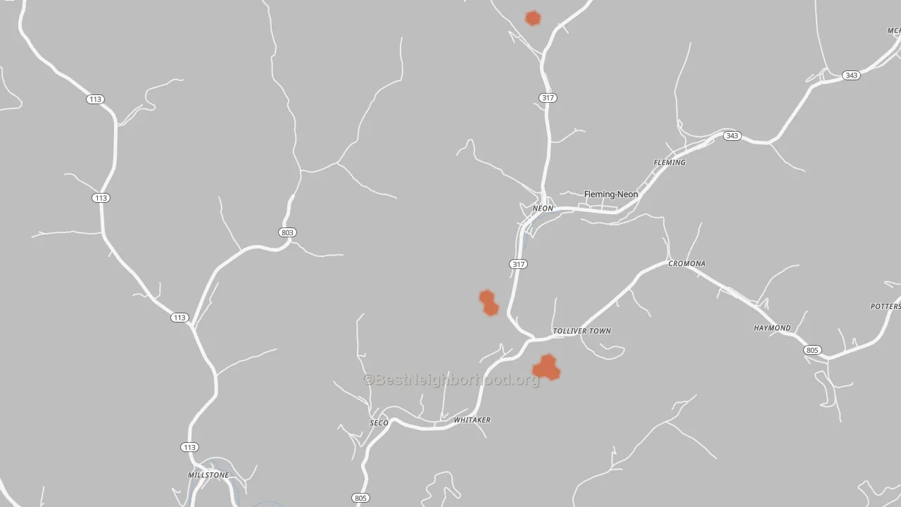 Bike Grade map of Neon, KY