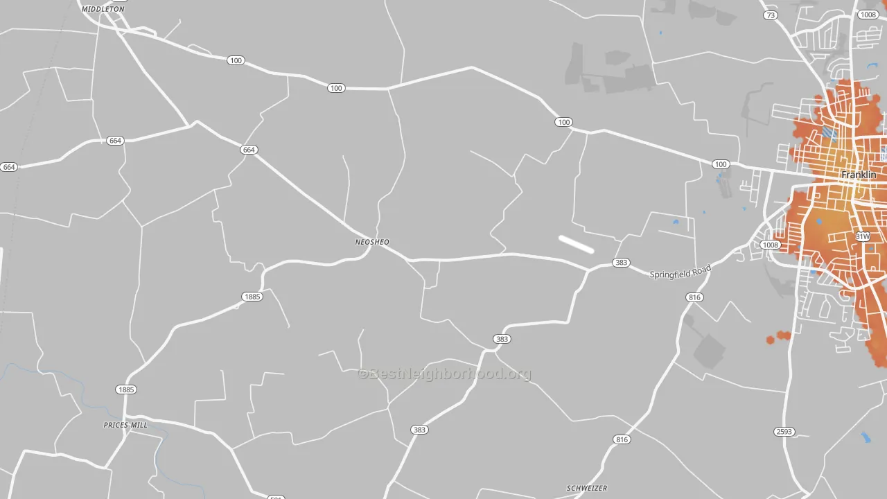 Bike Grade map of Neosheo, KY