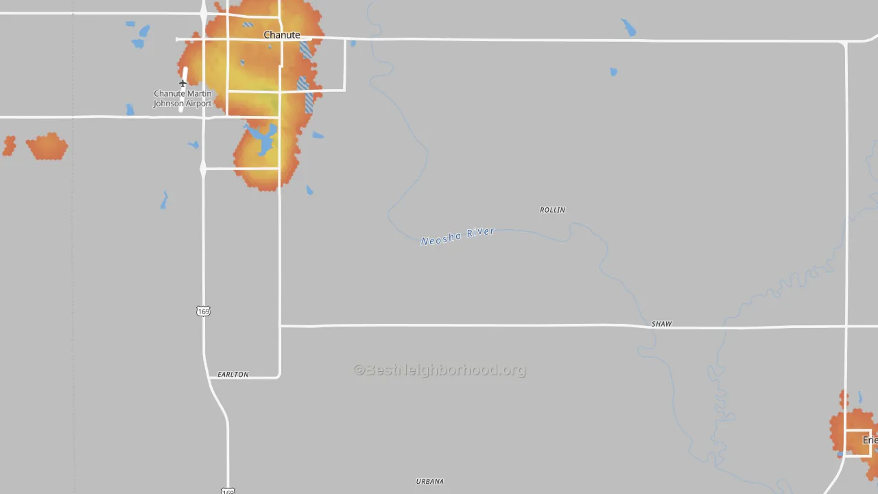 Bike Grade map of Neosho County, KS