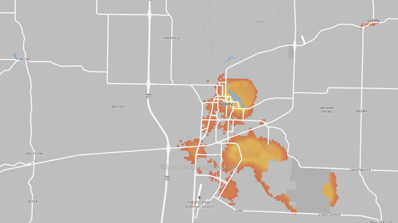 Bike Grade map of Neosho, MO