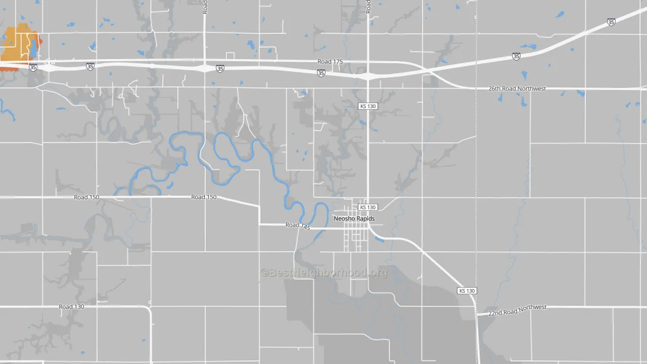Bike Grade map of Neosho Rapids, KS
