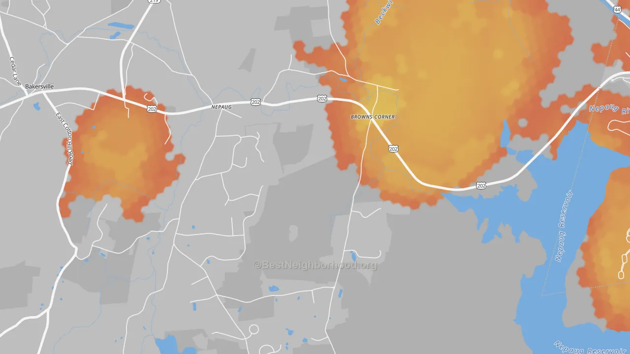 Bike Grade map of Nepaug, CT