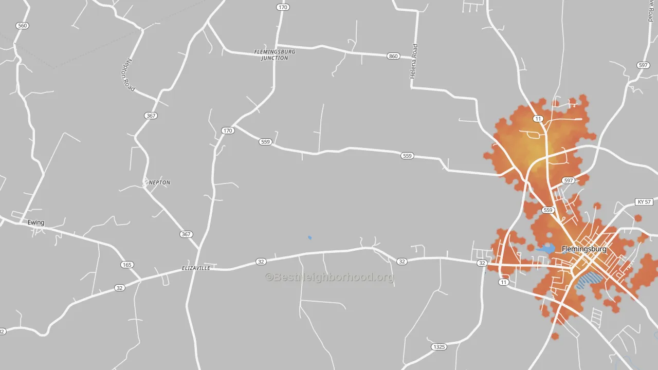Bike Grade map of Nepton, KY