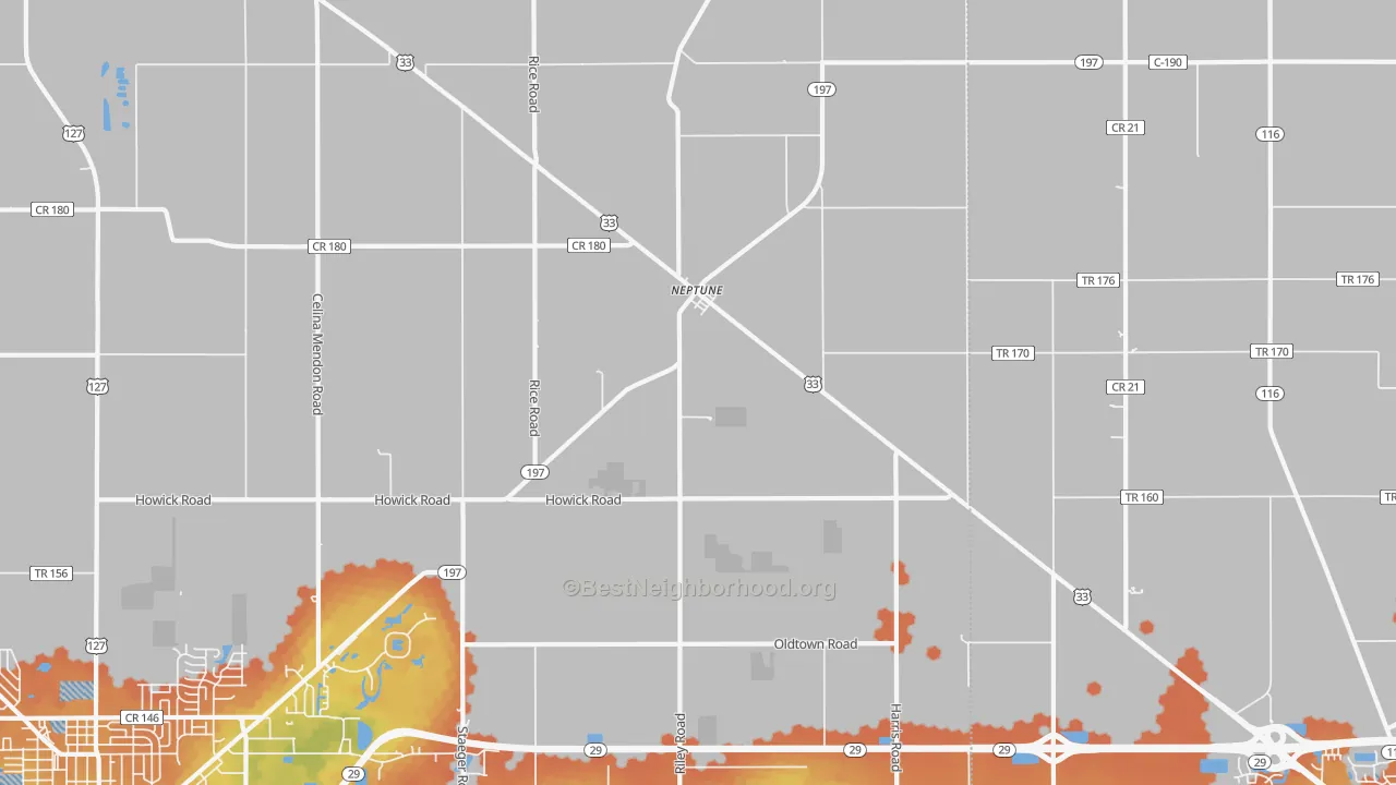 Bike Grade map of Neptune, OH