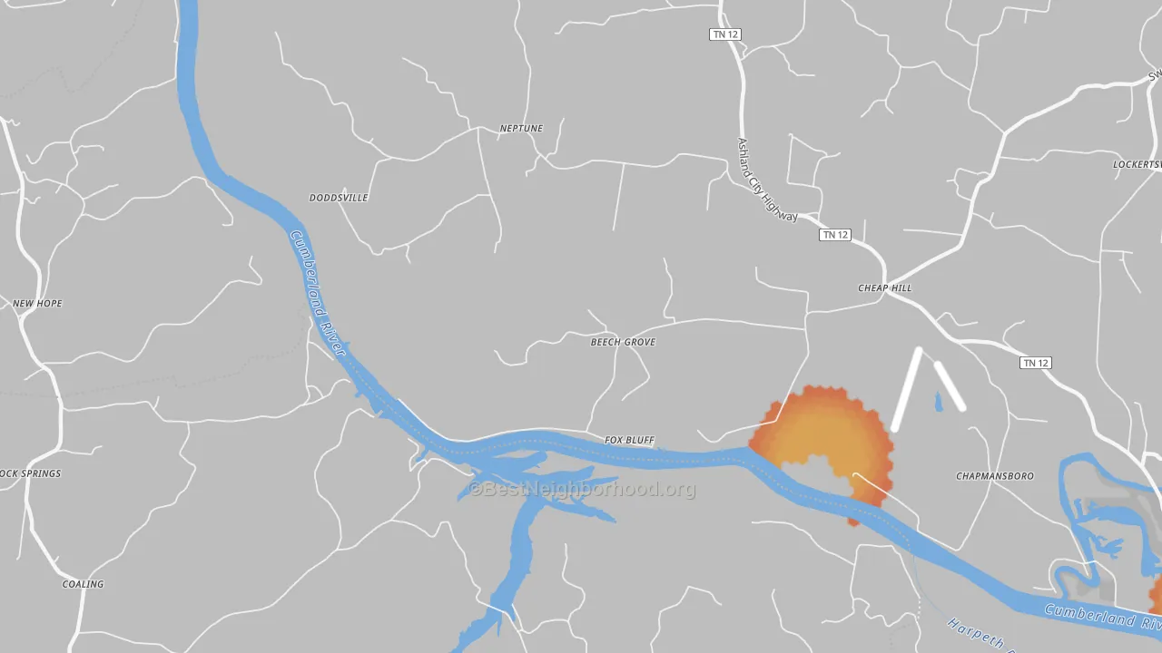 Bike Grade map of Neptune, TN