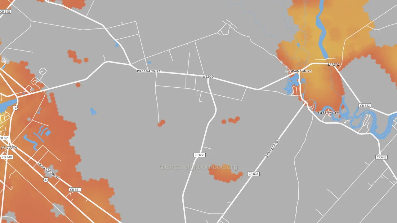 Bike Grade map of Nesco, NJ