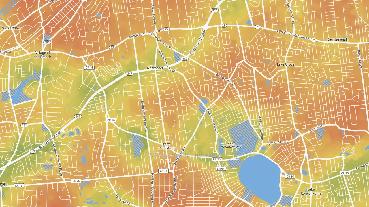 Bike Grade map of Nesconset, NY