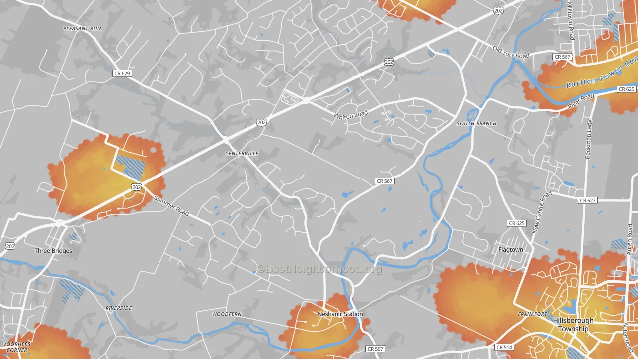 Bike Grade map of Neshanic Station, NJ