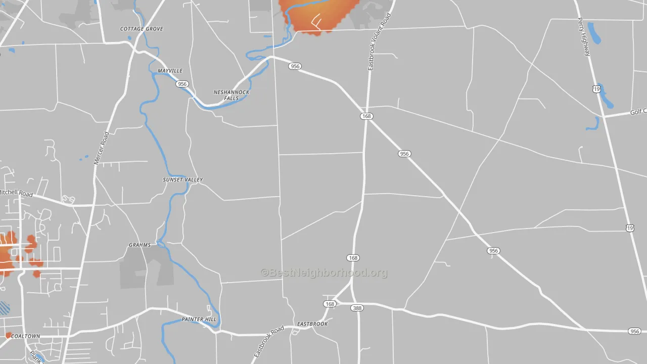 Bike Grade map of Neshannock Falls, PA