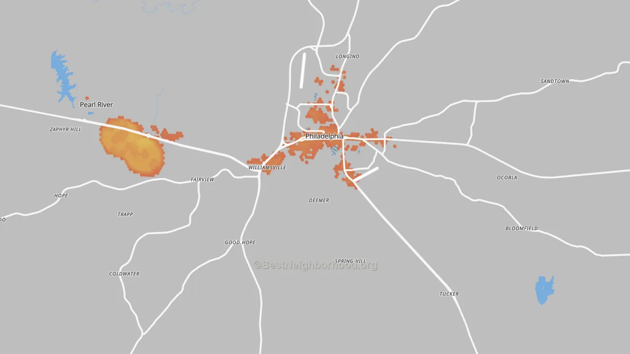 Bike Grade map of Neshoba County, MS