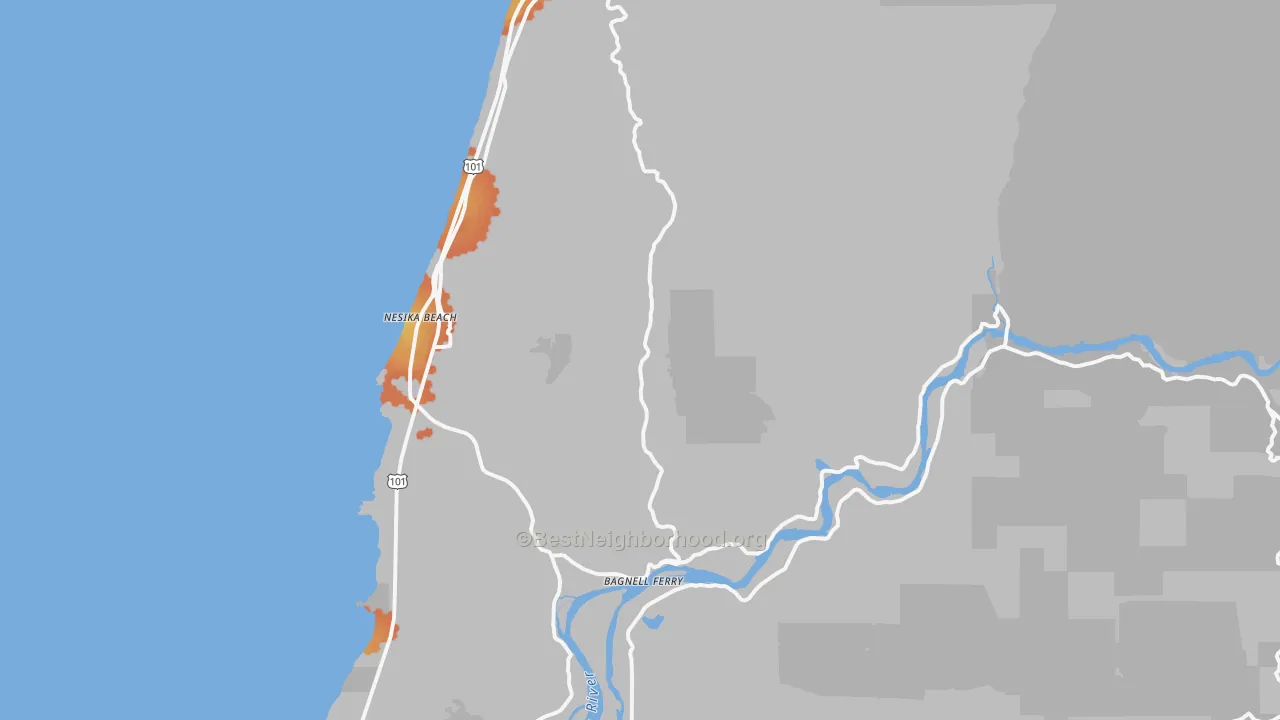 Bike Grade map of Nesika Beach, OR