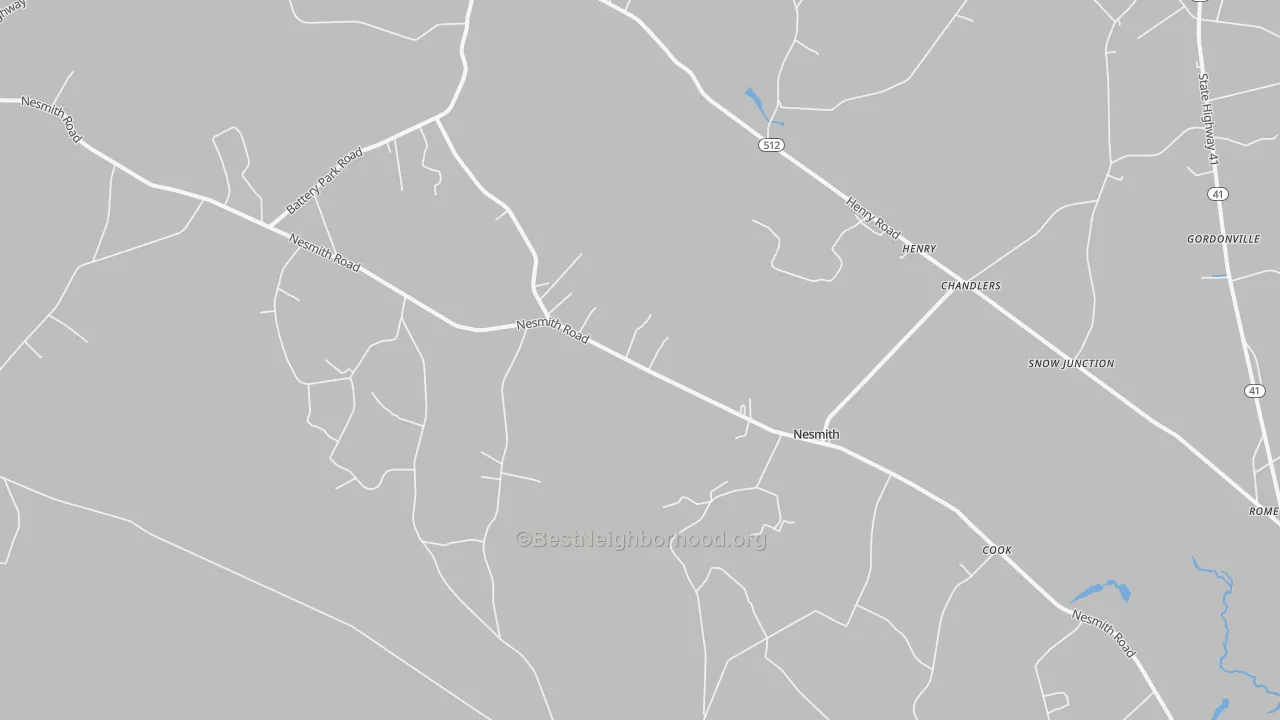 Bike Grade map of Nesmith, SC