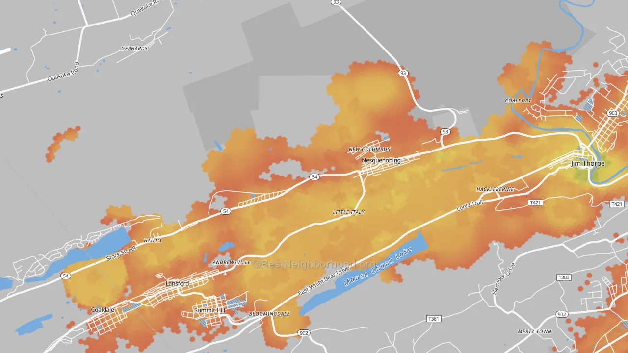 Bike Grade map of Nesquehoning, PA