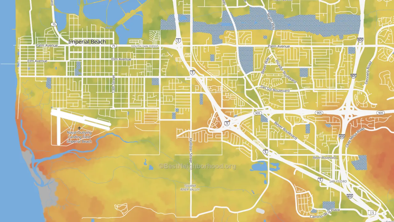 Bike Grade map of Nestor, San Diego, CA