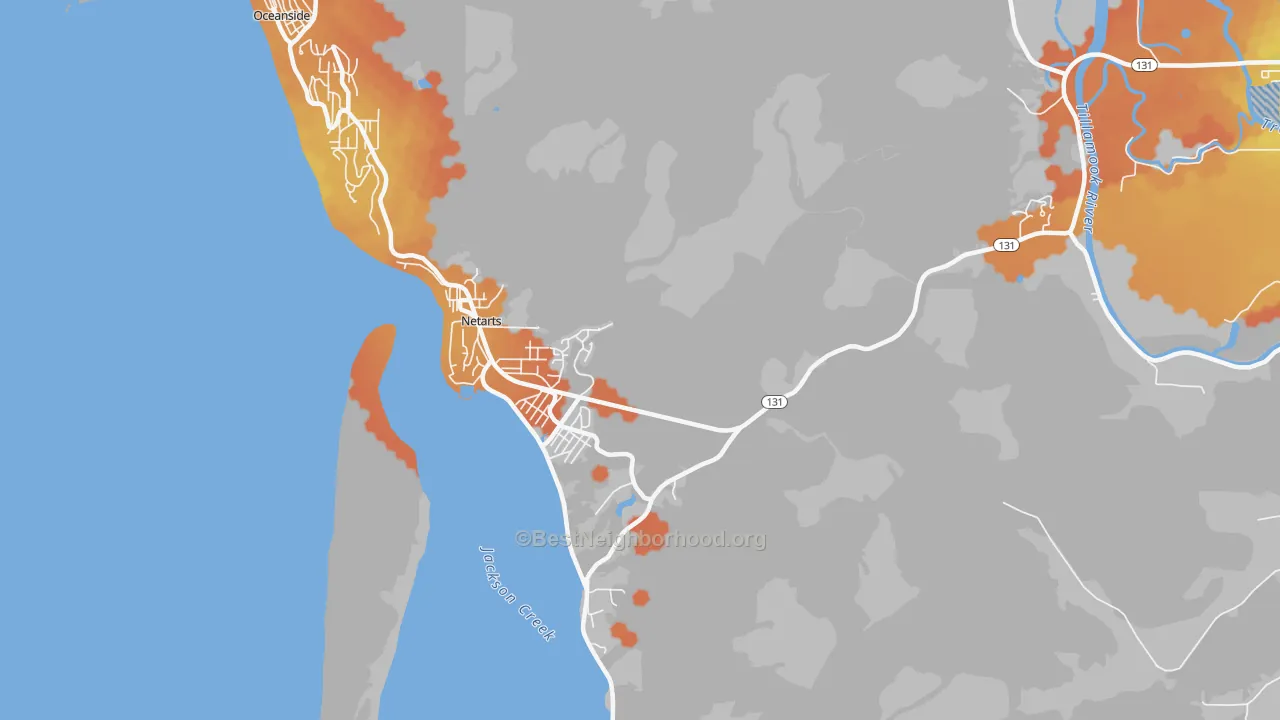 Bike Grade map of Netarts, OR