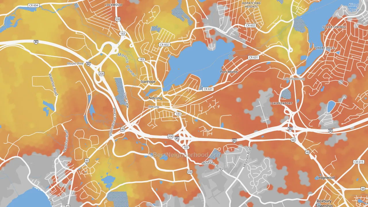 Bike Grade map of Netcong, NJ