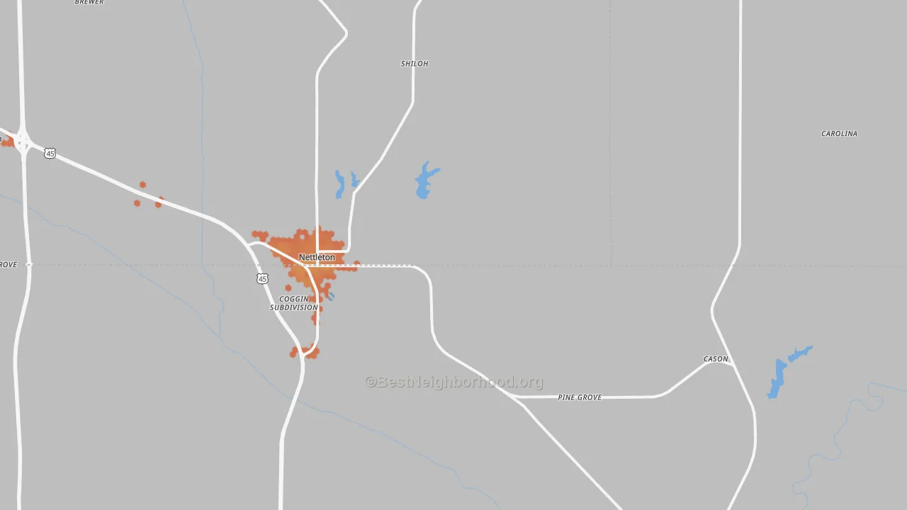 Bike Grade map of Nettleton, MS