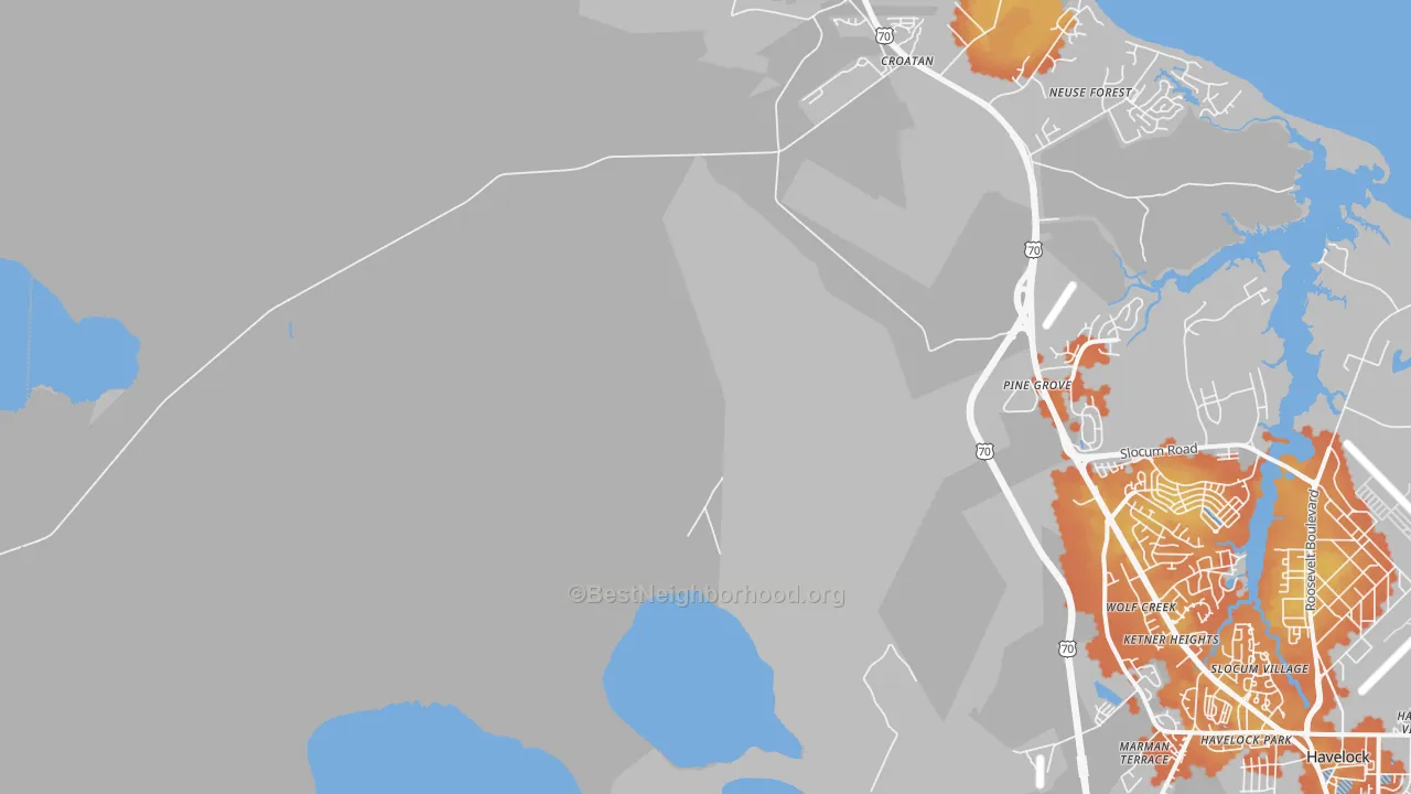 Bike Grade map of Neuse Forest, NC