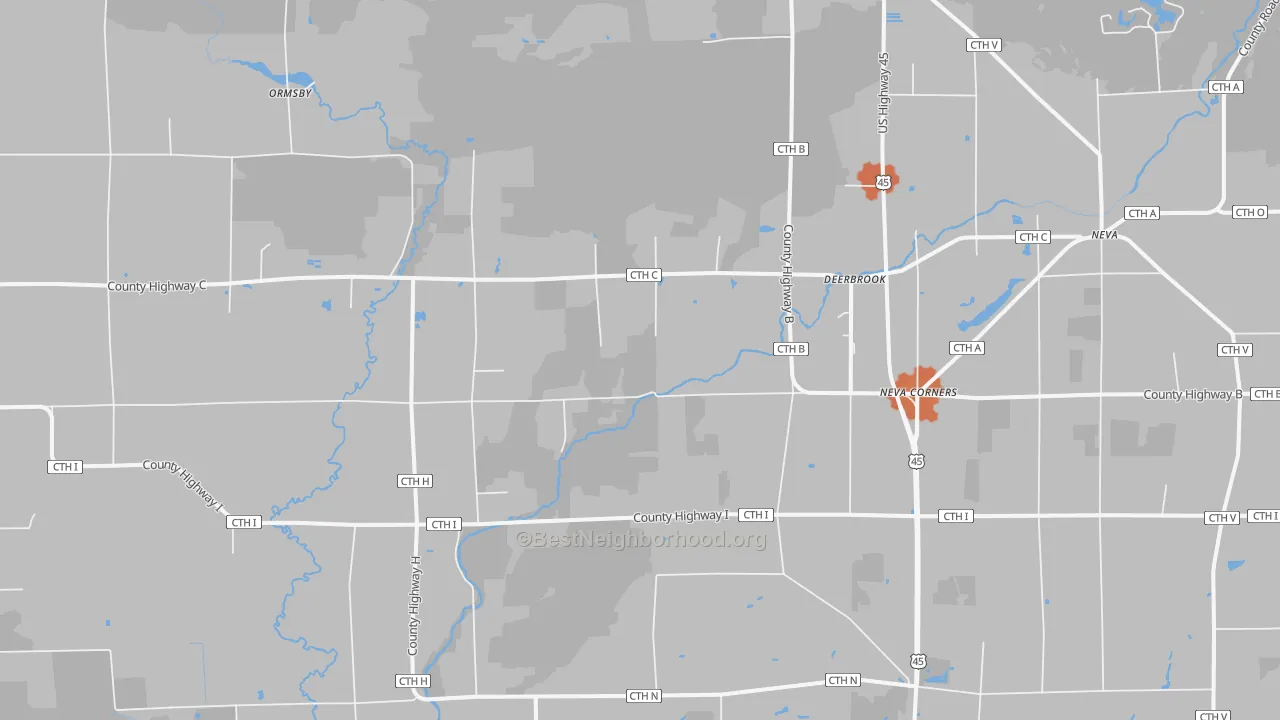 Bike Grade map of Neva Corners, WI