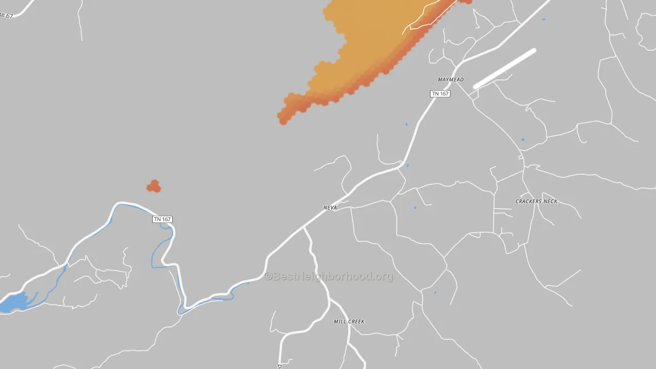 Bike Grade map of Neva, TN