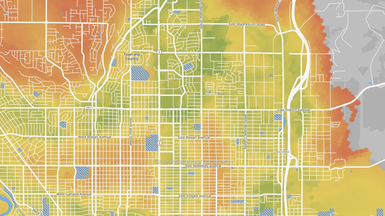 Bike Grade map of Nevada-Lidgerwood, Spokane, WA