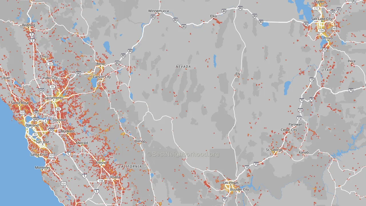 Bike Grade map of Nevada