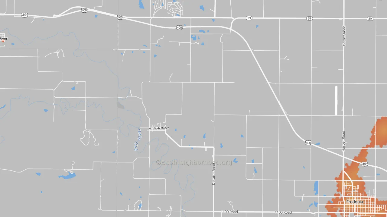 Bike Grade map of New Albany, KS
