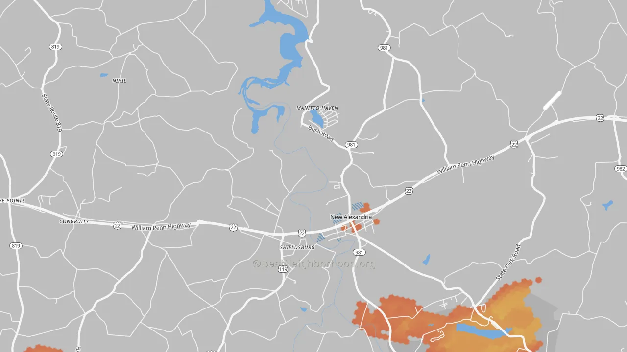 Bike Grade map of New Alexandria, PA