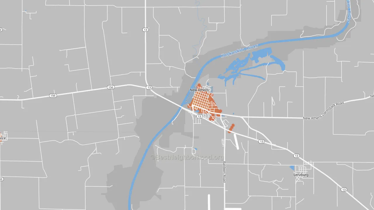 Bike Grade map of New Athens, IL