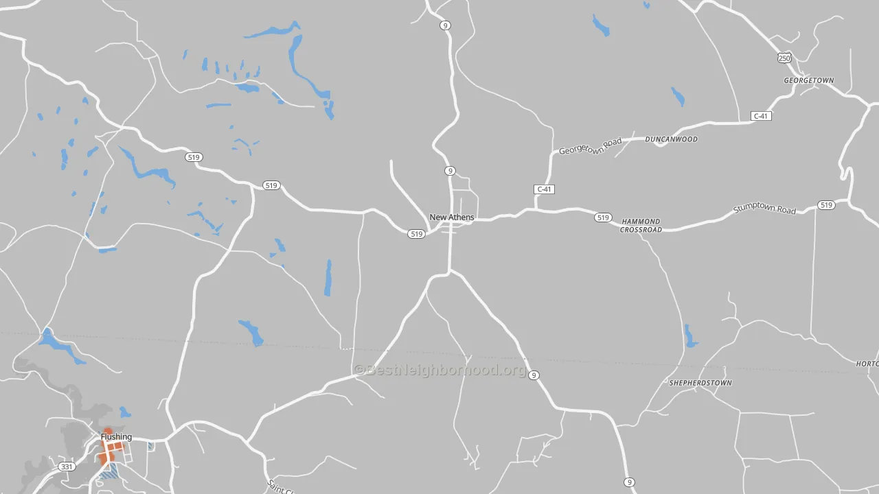 Bike Grade map of New Athens, OH