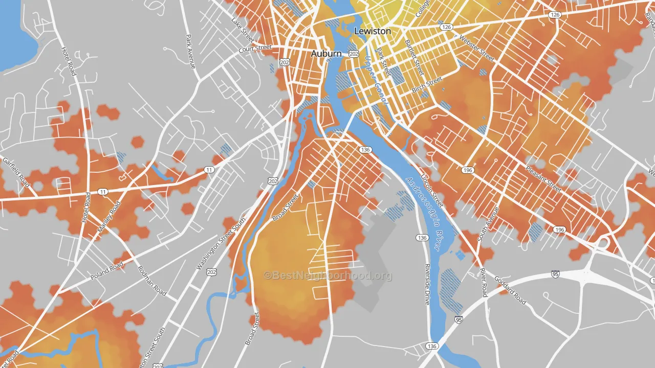 Bike Grade map of New Auburn, Auburn, ME