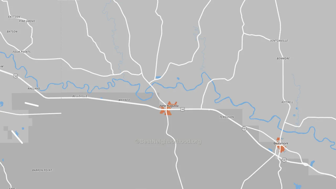 Bike Grade map of New Augusta, MS