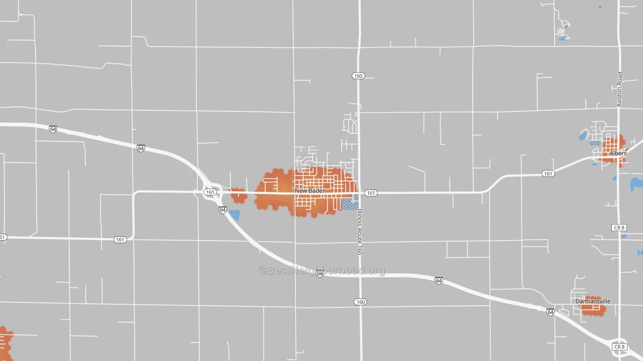 Bike Grade map of New Baden, IL