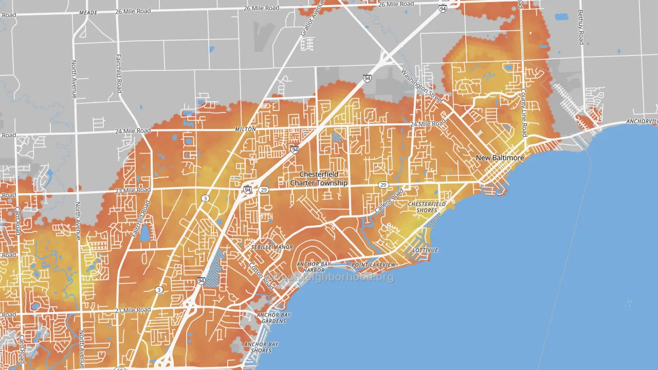 Bike Grade map of New Baltimore, MI