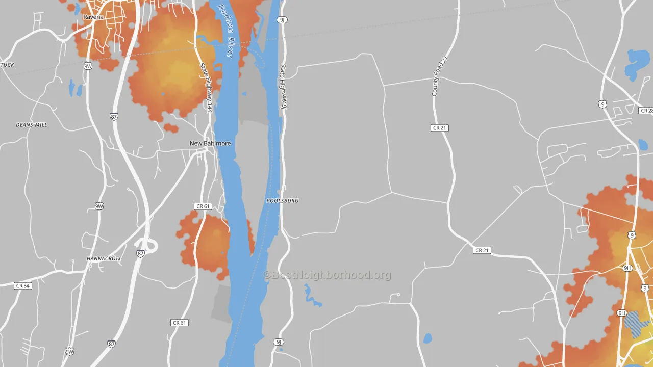 Bike Grade map of New Baltimore, NY