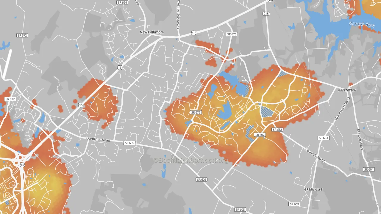 Bike Grade map of New Baltimore, VA