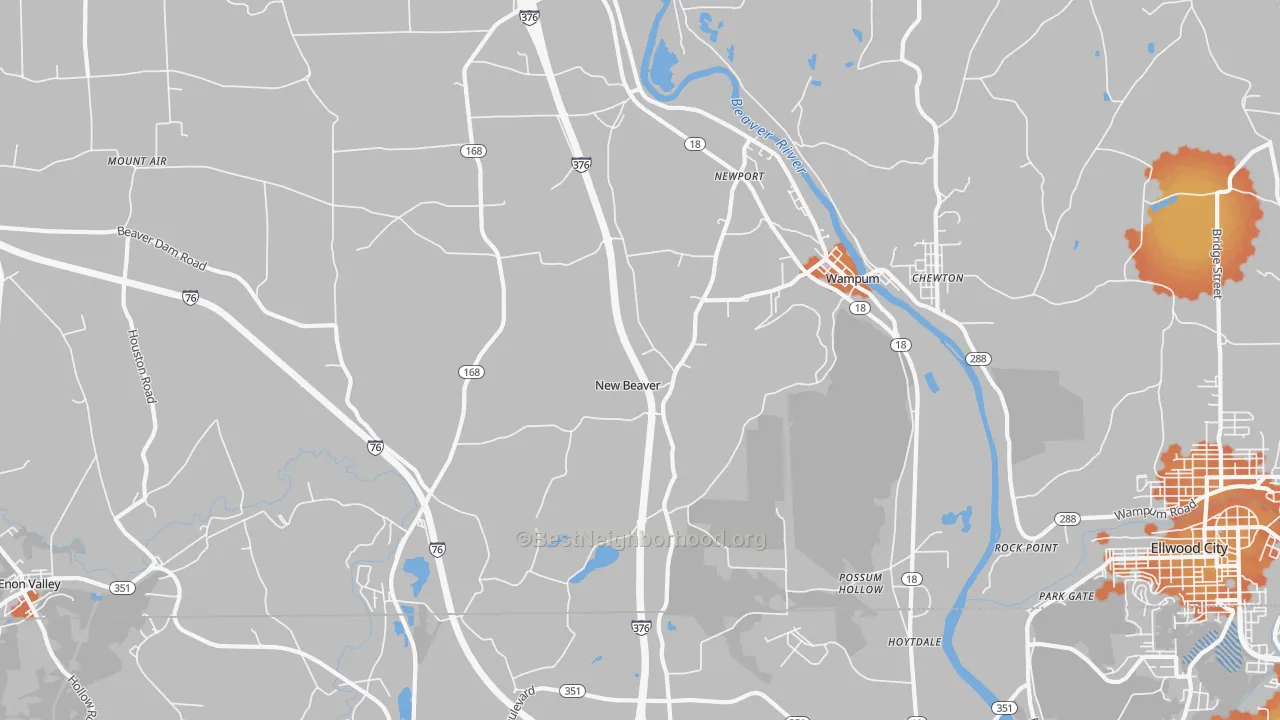 Bike Grade map of New Beaver, PA