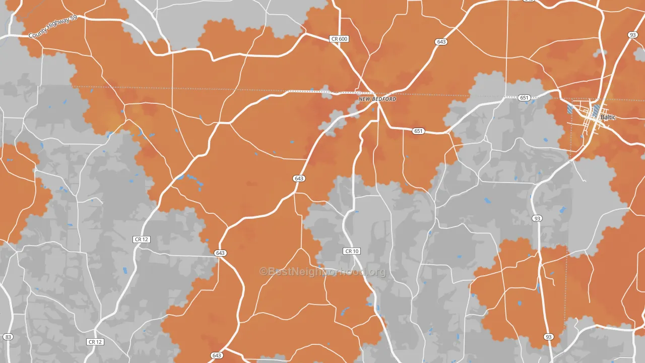Bike Grade map of New Bedford, OH