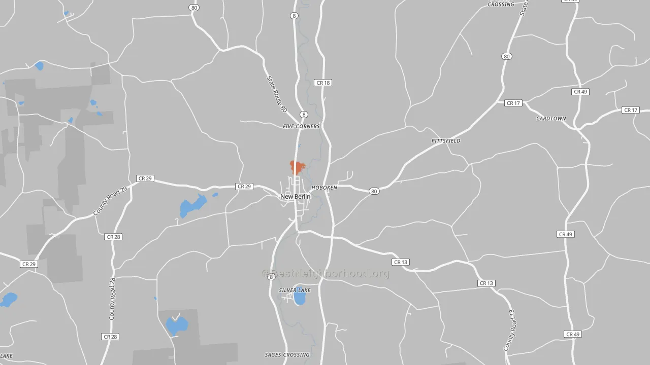 Bike Grade map of New Berlin, NY