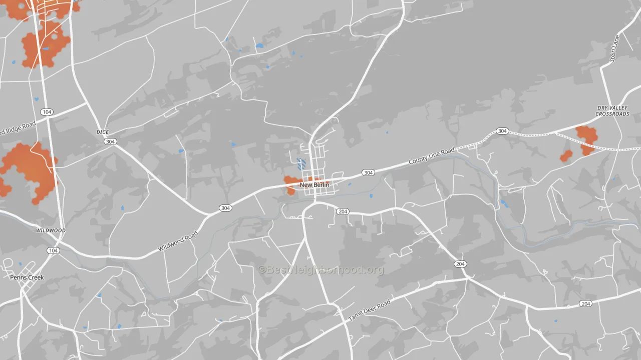 Bike Grade map of New Berlin, PA