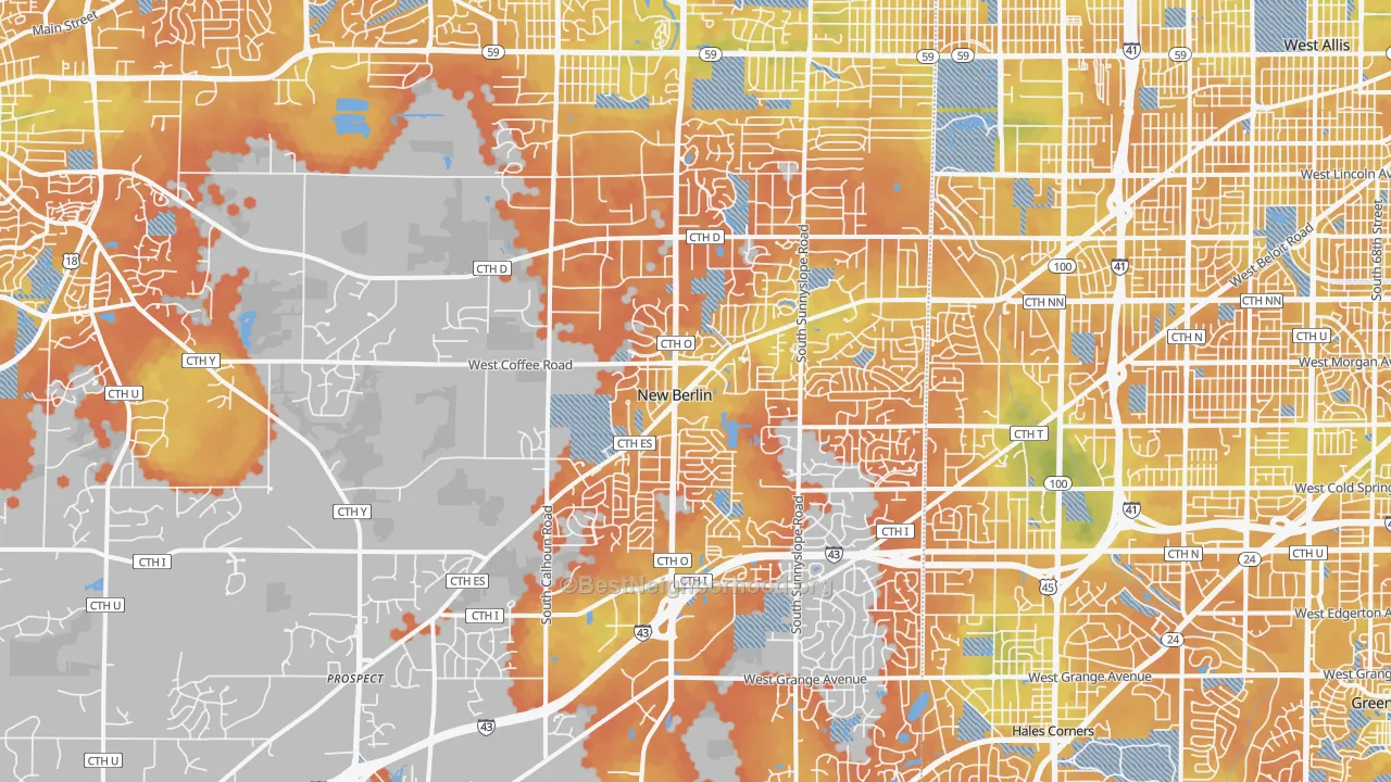 Bike Grade map of New Berlin, WI