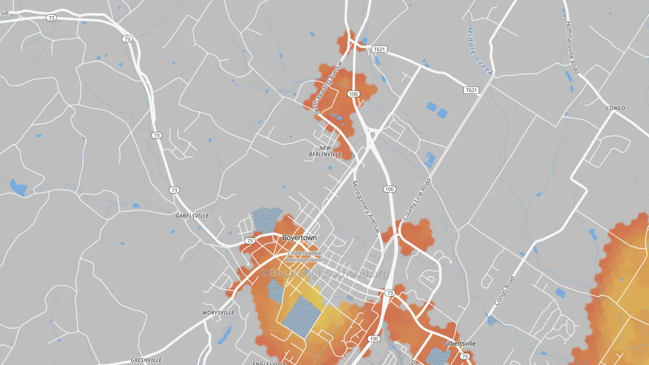 Bike Grade map of New Berlinville, PA